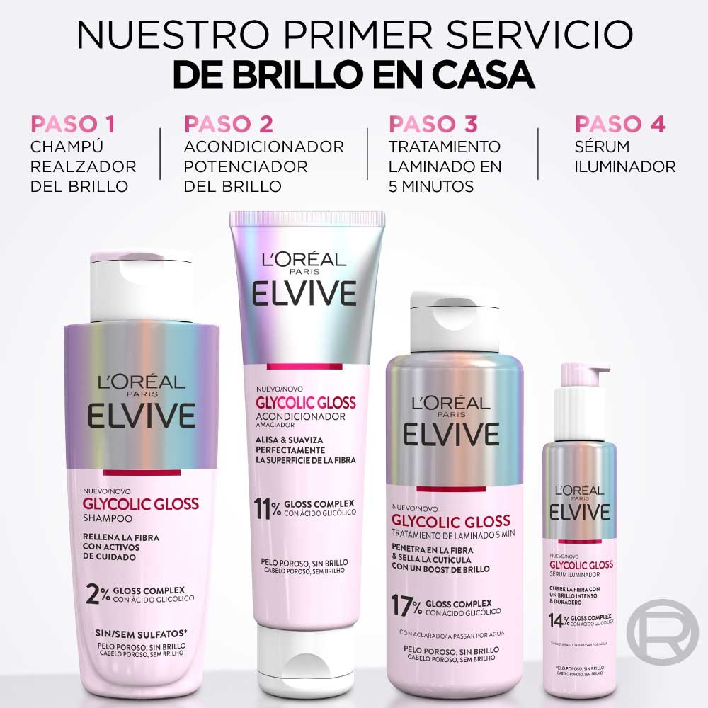 Elvive Glycolic Gloss Tratamiento Laminado Capilar L