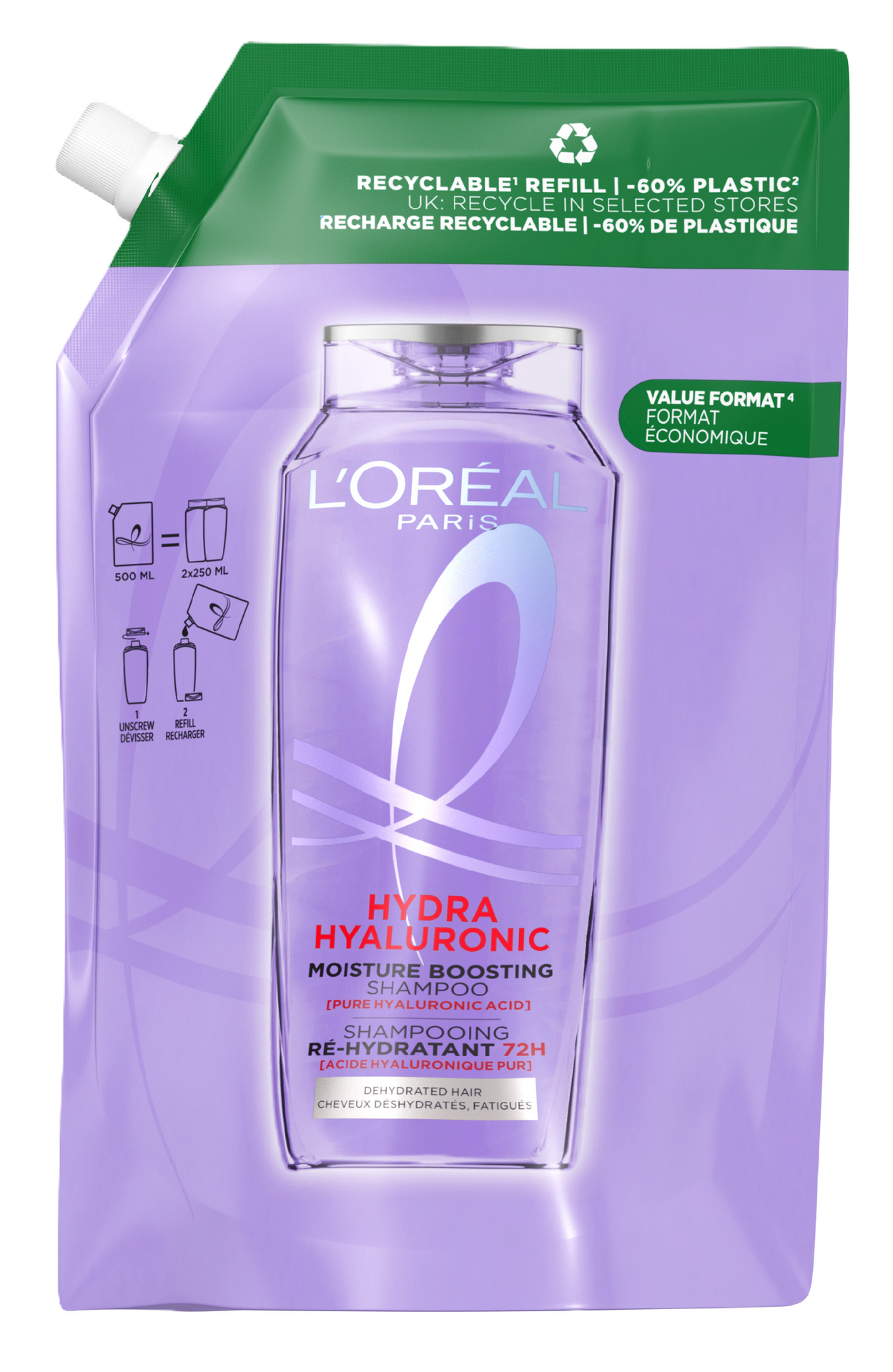 LORAL PARIS Elvive Hidra Hialurnico Recarga Ecopack De Champ 72h De Hidratacin (1)