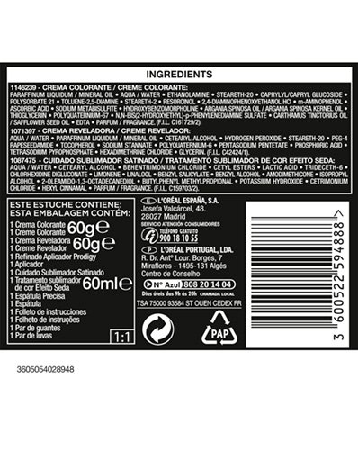 L Oreal Paris Hair Prodigy Obsidian Negro Profundo 000 3600522594888 IngredientList